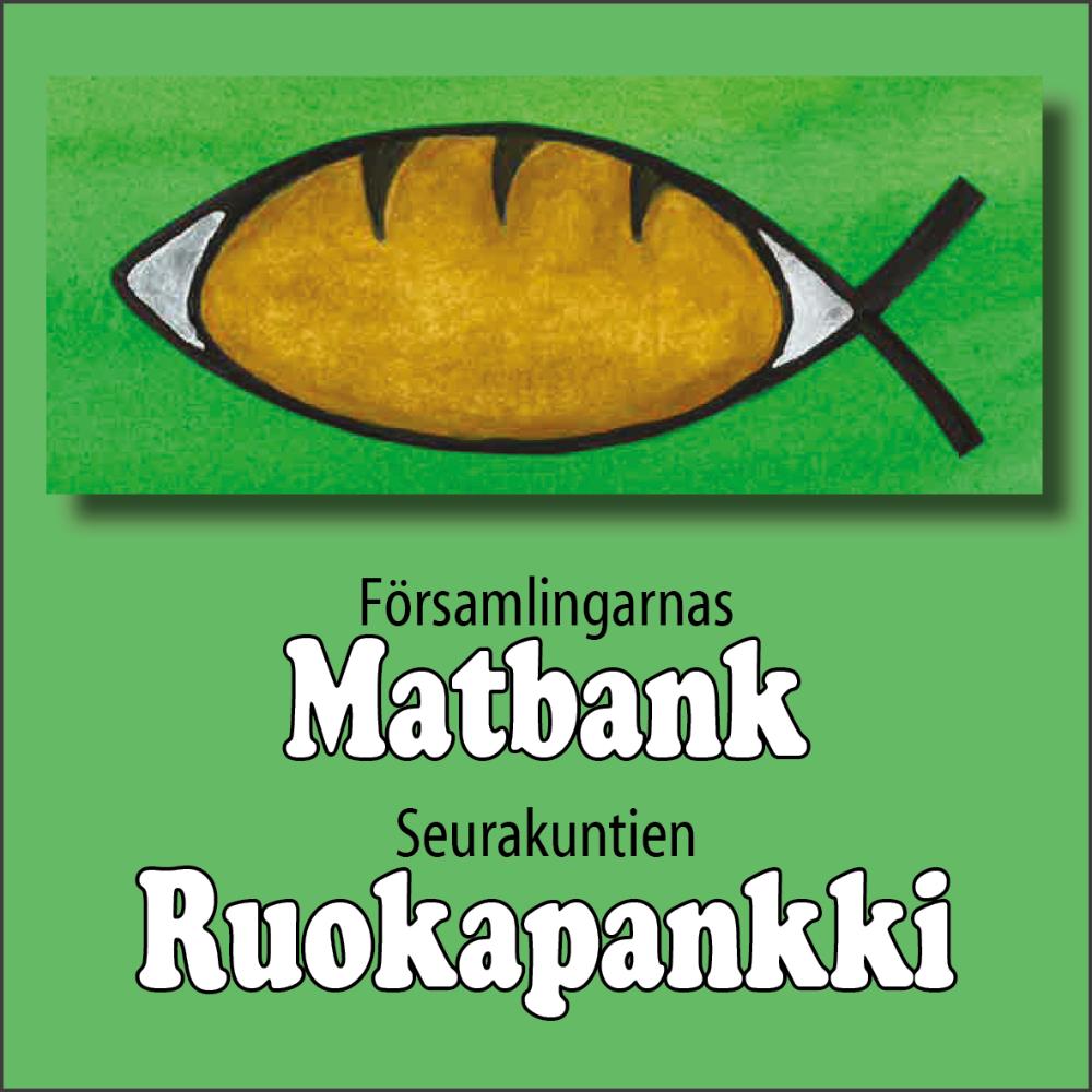 Församlingarnas matbanks logo som föreställer en stiliserad fisk.