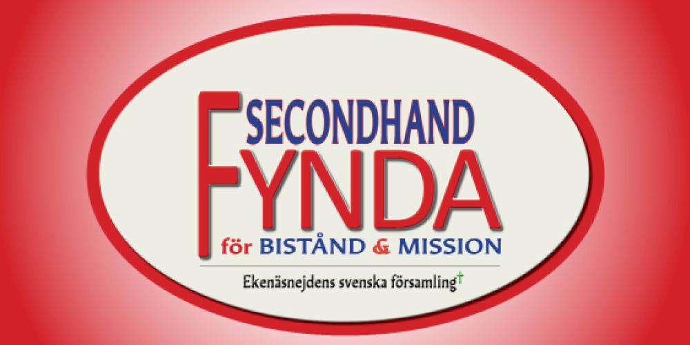Fynda secondhand-shop, dörrskylt.