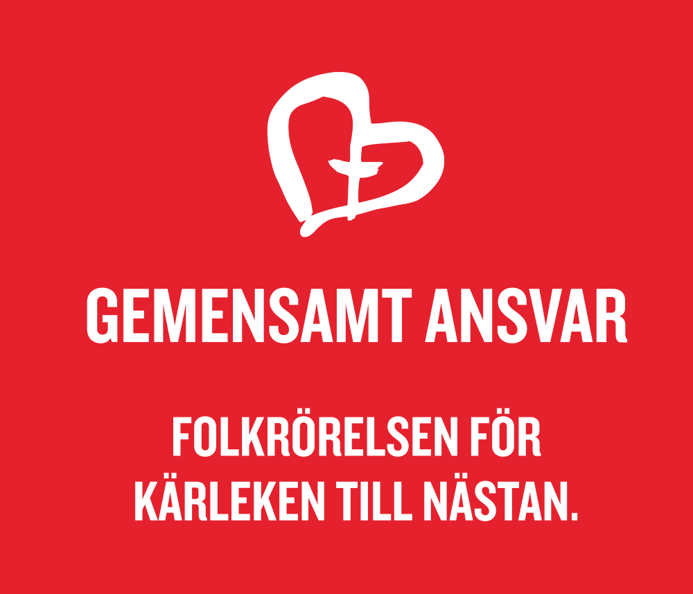 Gemensamt Ansvar - logon: Ett vitt hjärta med ett kors i mitten.