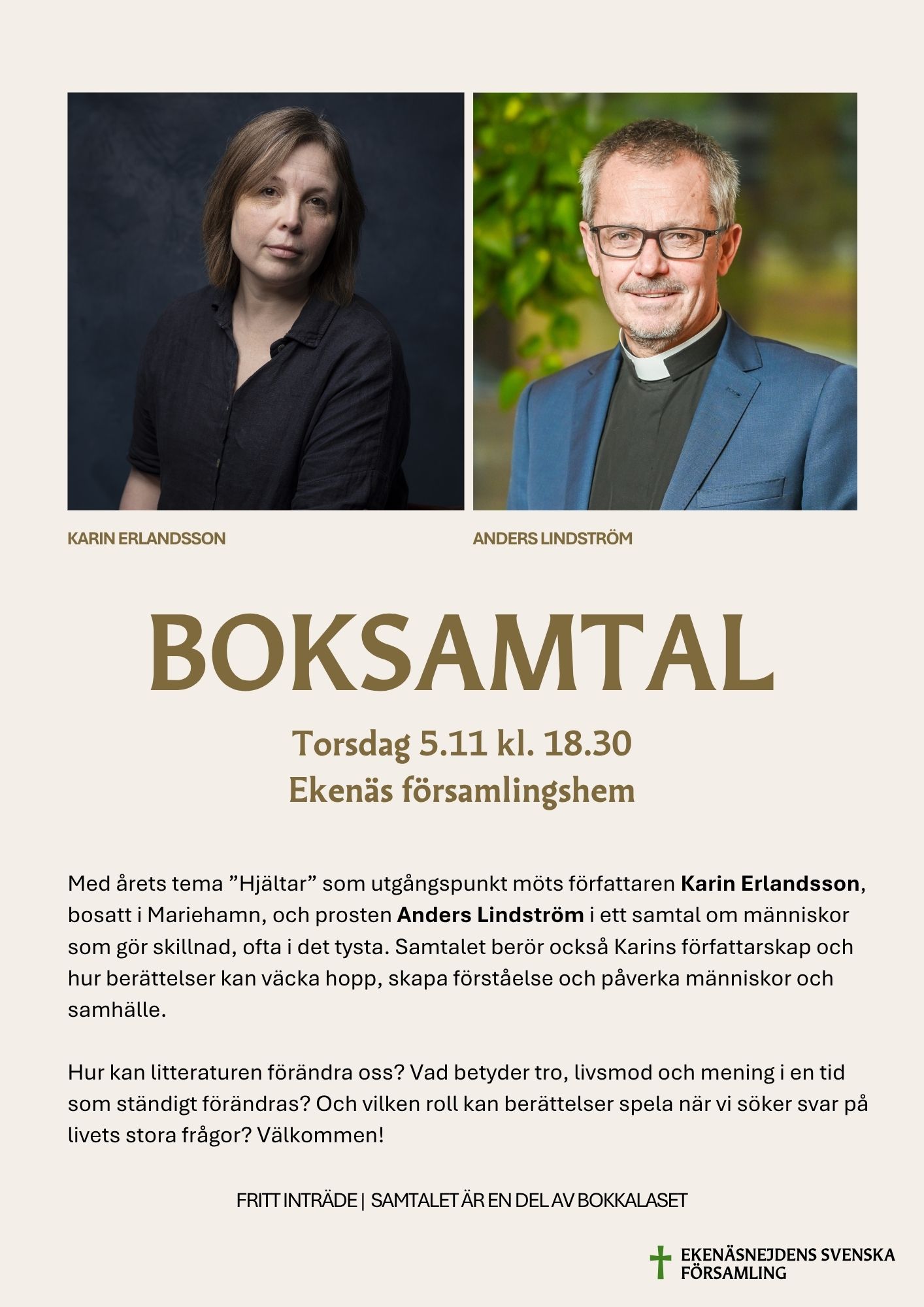 Bokkalas i församlingen 5.11 kl. 18.30