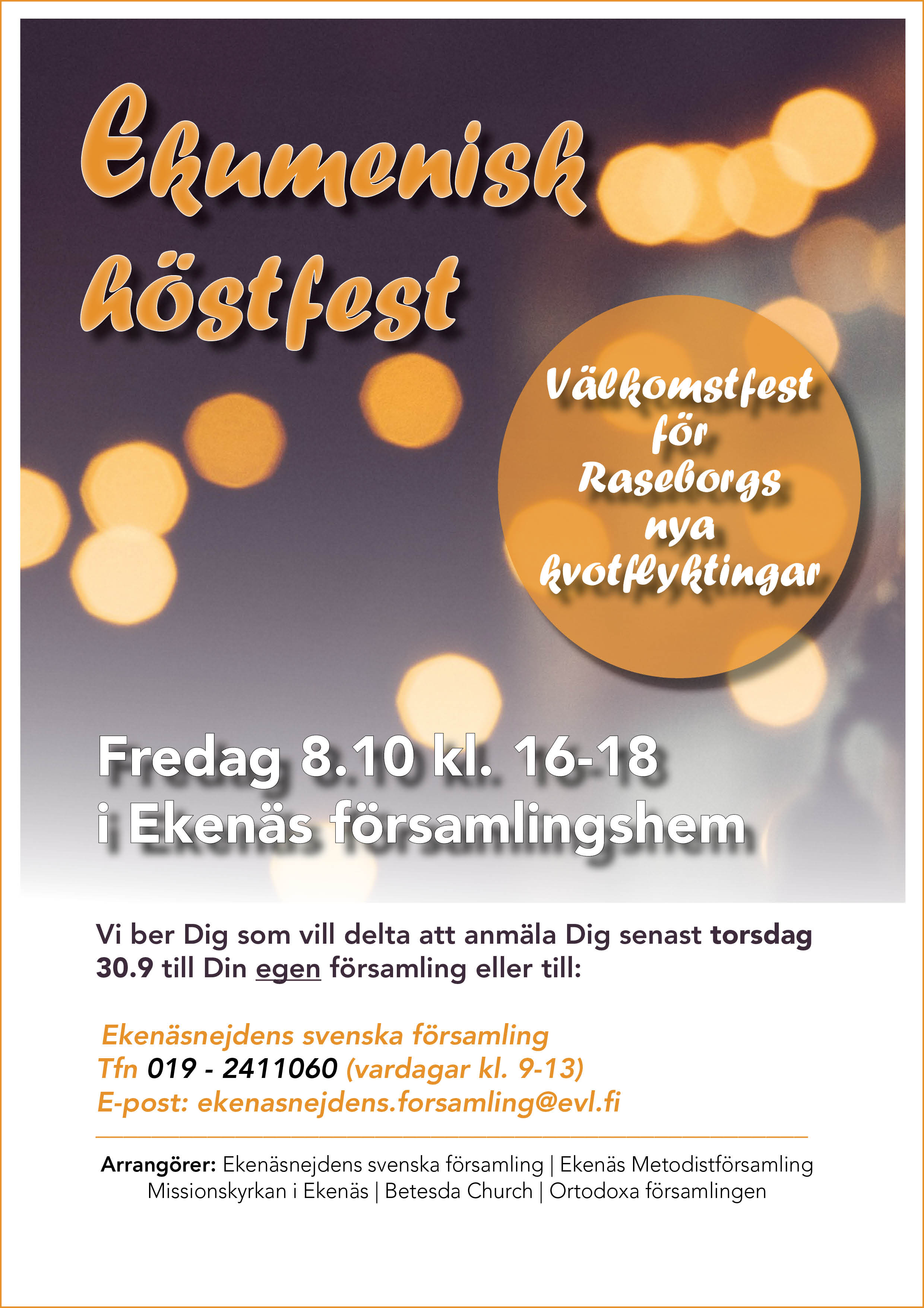 Ekumenisk höstfest Affisch, texten finns i evenemanget.