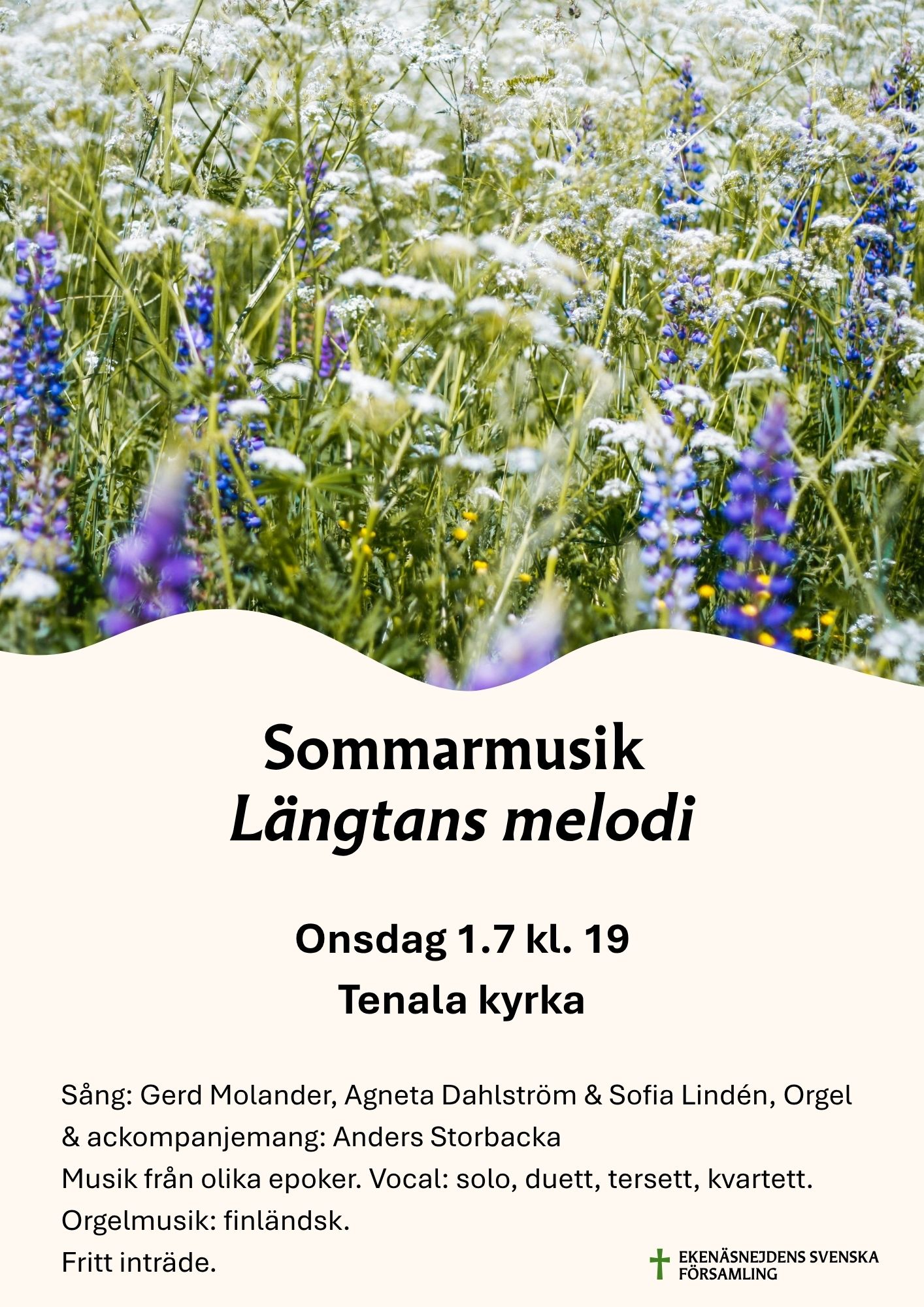 Konsert i Tenala kyrka 1.7 kl. 19