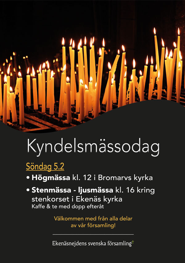 Affisch med bild av en massa böneljus.